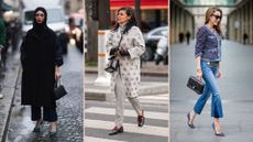 composite of street style images showing the best winter coats for petites