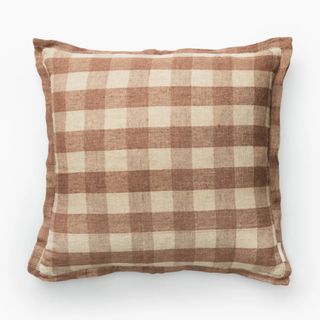 brown gingham square cushion