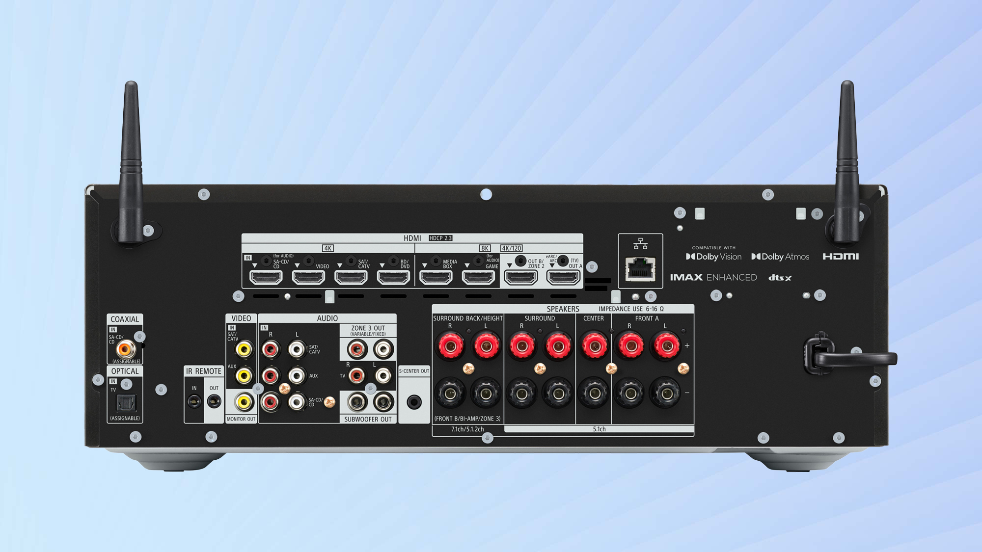 Sony STR-AN1000 AV receiver showing connectivity options on back