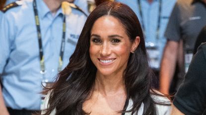 Meghan Markle has ditched her engagement ring for the Invictus Games. Seen here she attends the Wheelchair Basketball preliminary match