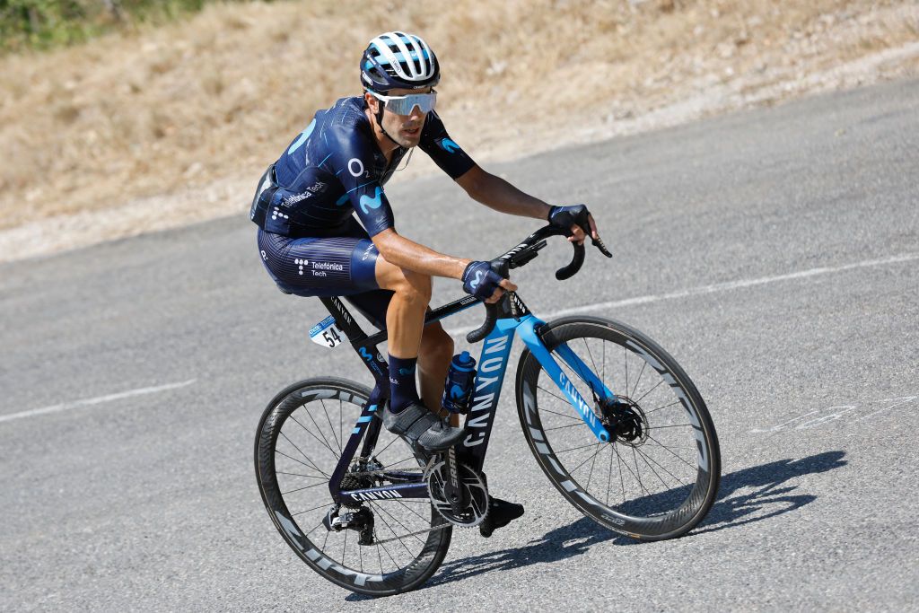 LLEX FRANCE AUGUST 11 Antonio Pedrero Lopez of Spain and Movistar Team competes in the breakaway during the 34th Tour de lAin 2022 Stage 3 a 131km stage from Plateau dHauteville to Llex 904m TDA22 on August 11 2022 in Llex France Photo by Bas CzerwinskiGetty Images