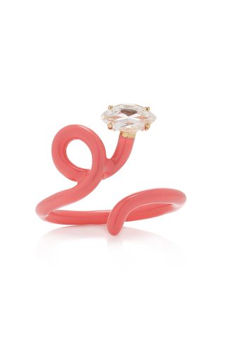 Bea Bongiasca Baby Vine Enameled 9k Rose Gold Crystal Ring