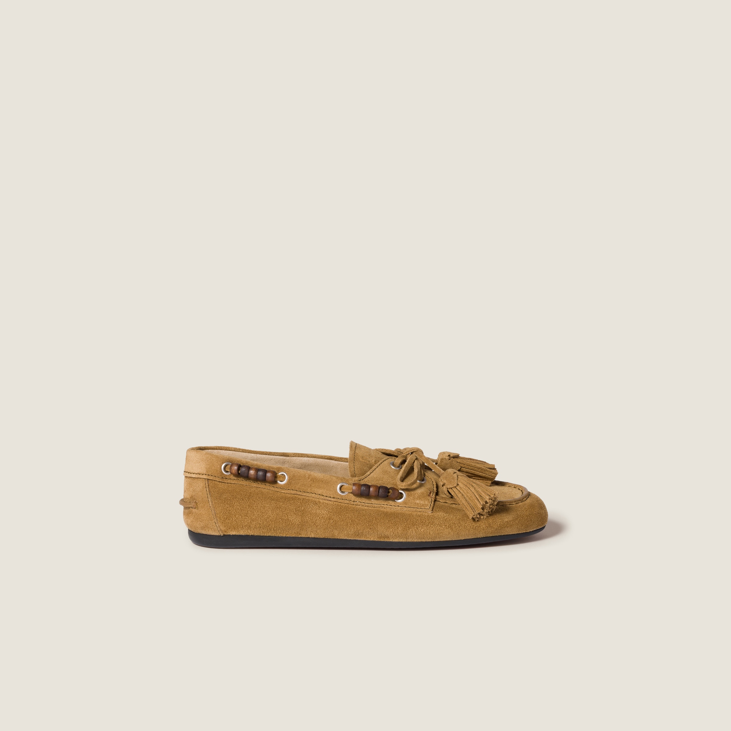 Suede Deck Shoes With Tassels