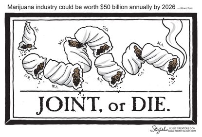 Editorial Cartoon U.S. Legalize weed pot marijuana industry joint
