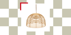hanging pendant light with a light tan basket-weave finish