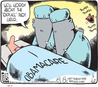 Political cartoon U.S. Obamacare