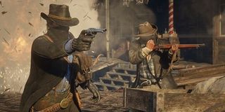 A shootout in Red Dead Redemption 2.