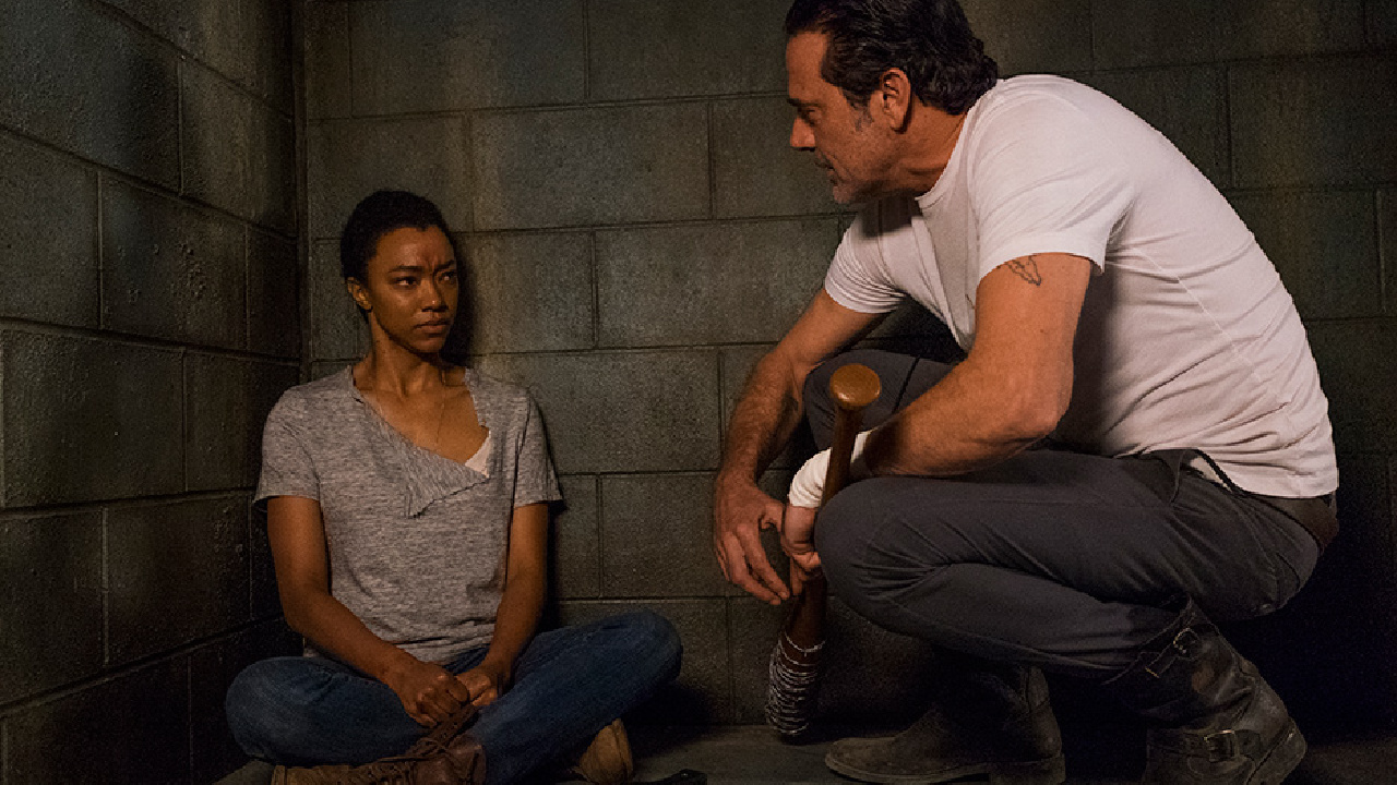Sasha and Negan in The Walking Dead.
