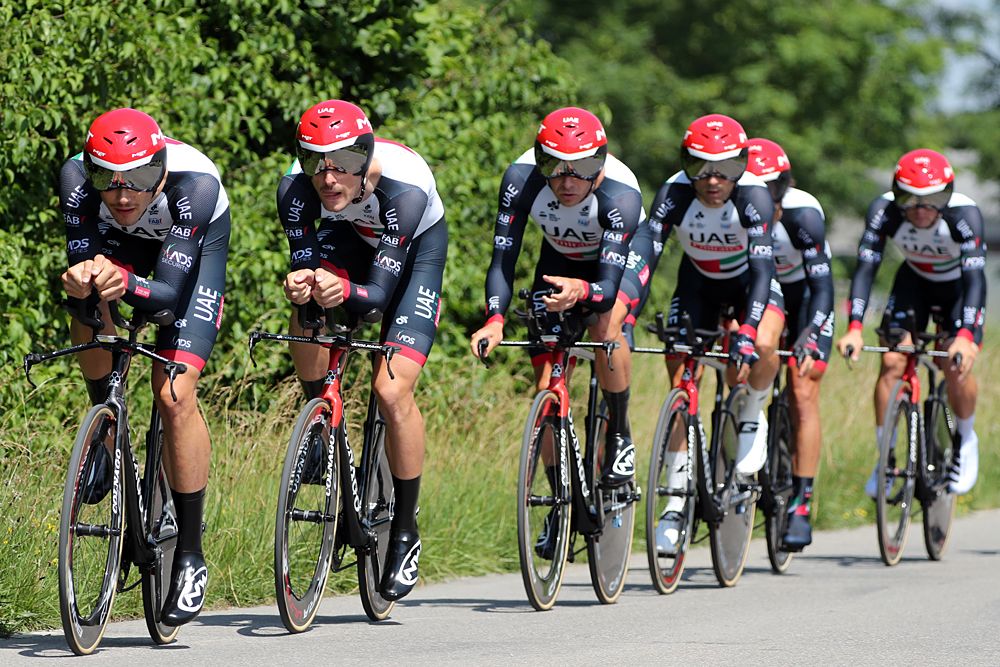 UAE Team Emirates at the stage 1 team time trial at Tour de Suisse