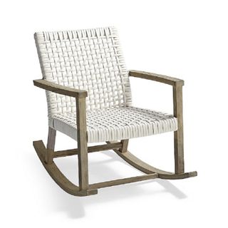 A wicker rocking chair