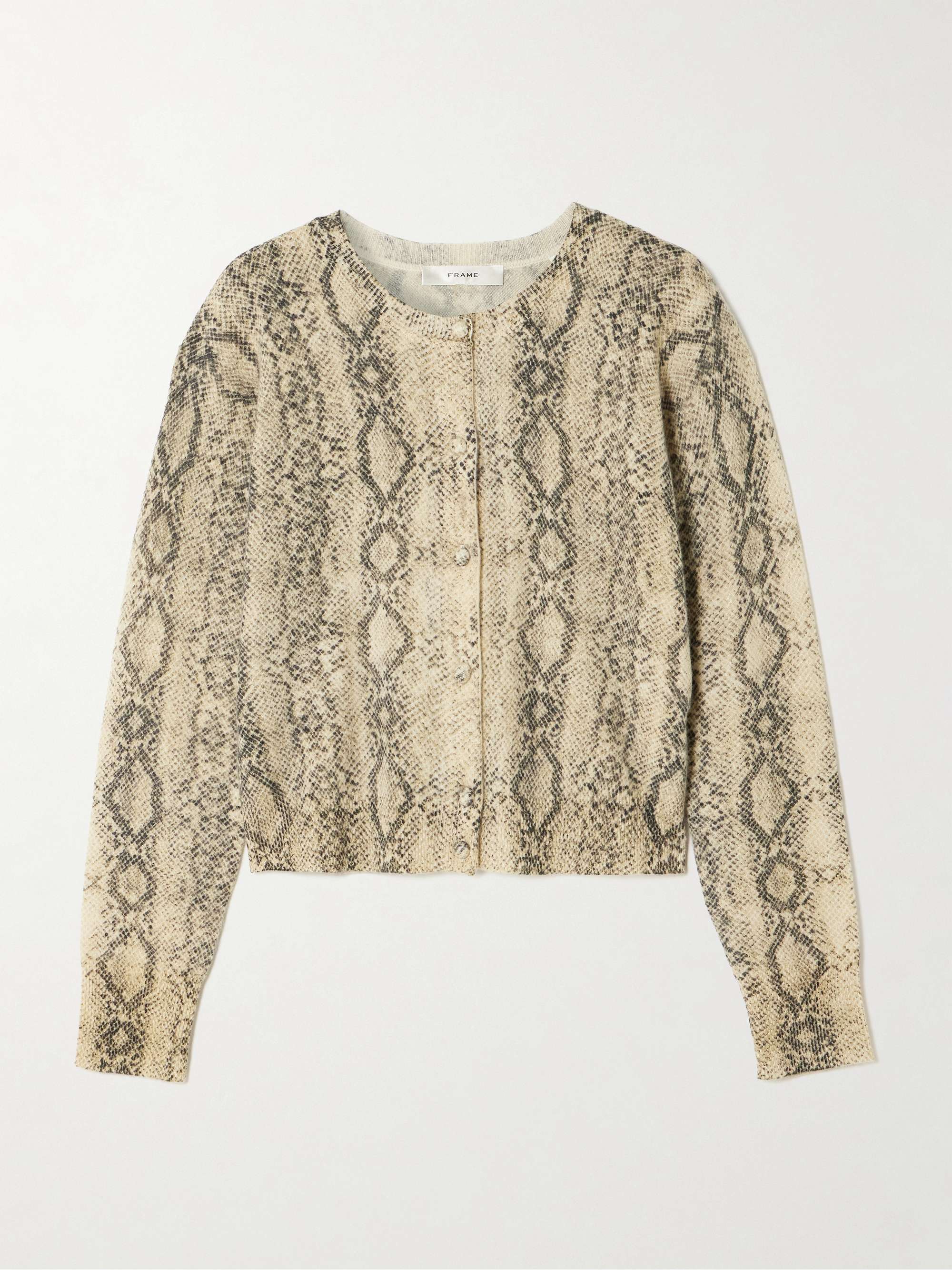 Snake-Print Cashmere Cardigan