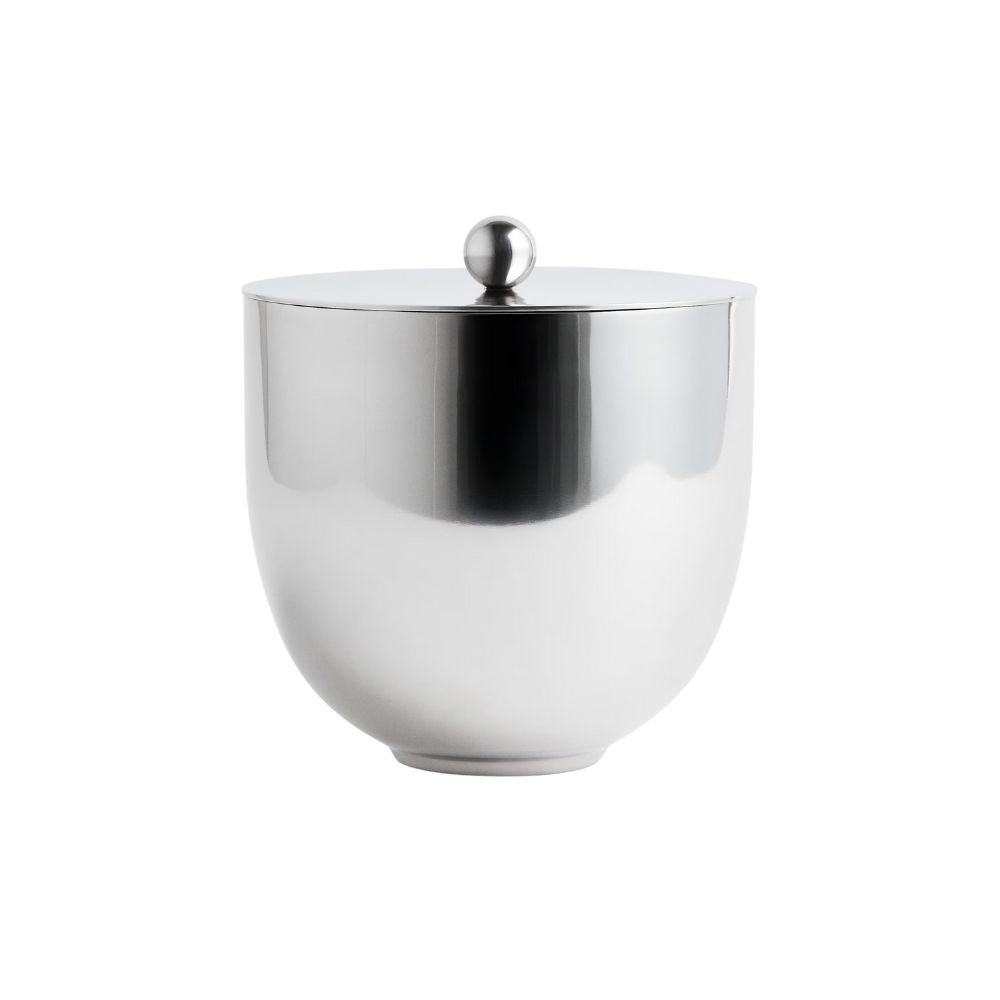 Silver ice bucket with flat lid