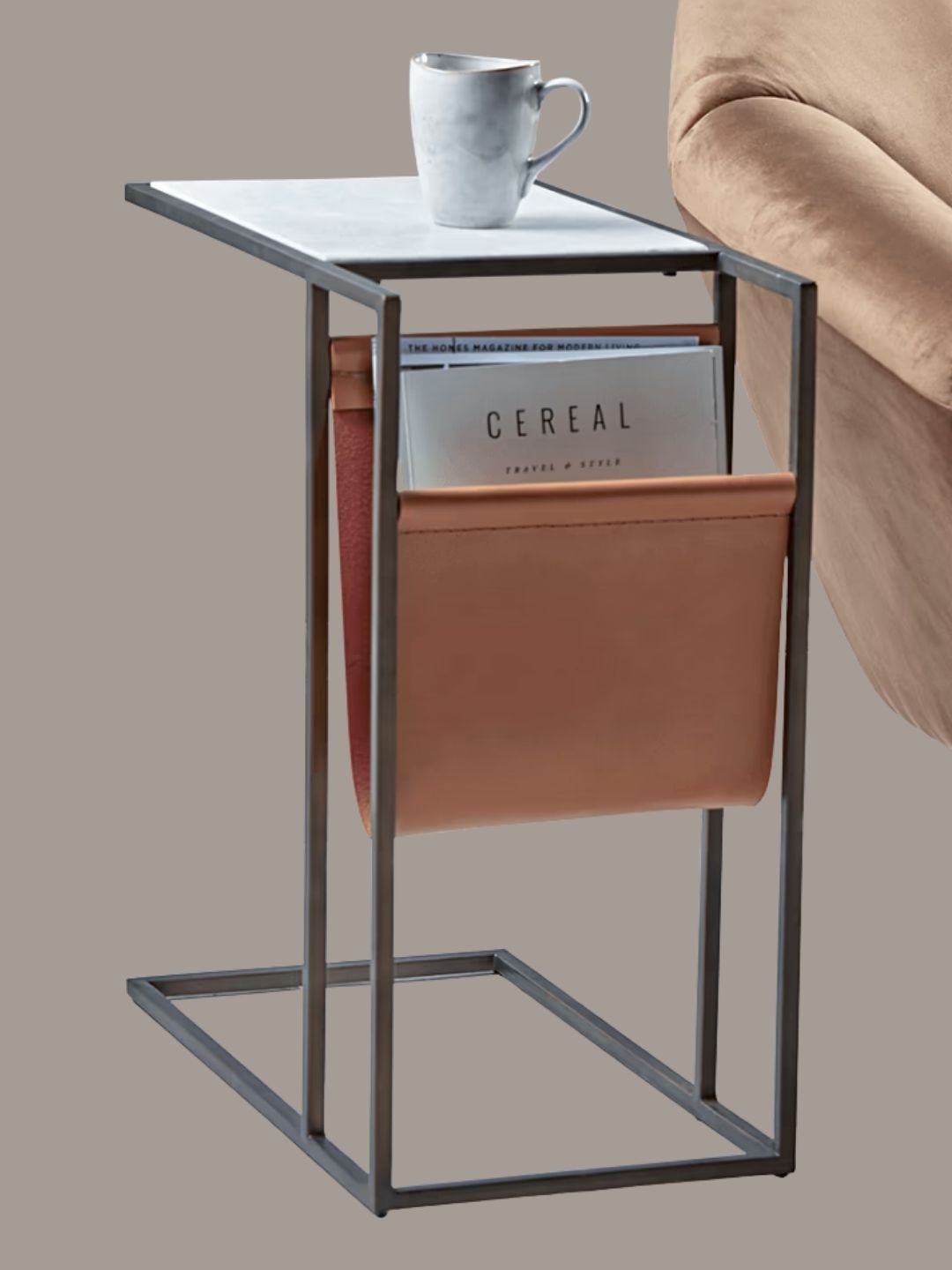 Cox &amp;amp; Cox, Marble Side Table With Magazine Rack