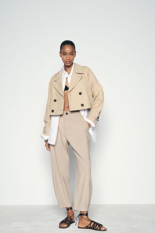 Short Double-Breasted Trench Coat