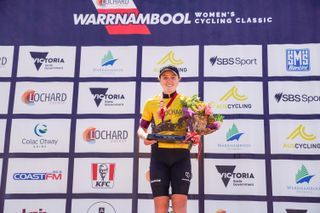 Lucinda Stewart (ARA Skip Capital) heads straight out of an injury break and onto the top step of the podium at the Lochard Energy Warrnambool Women's Cycling Classic 2024