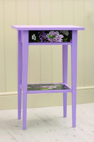To upcycle the bedside table add a fresh coat of paint