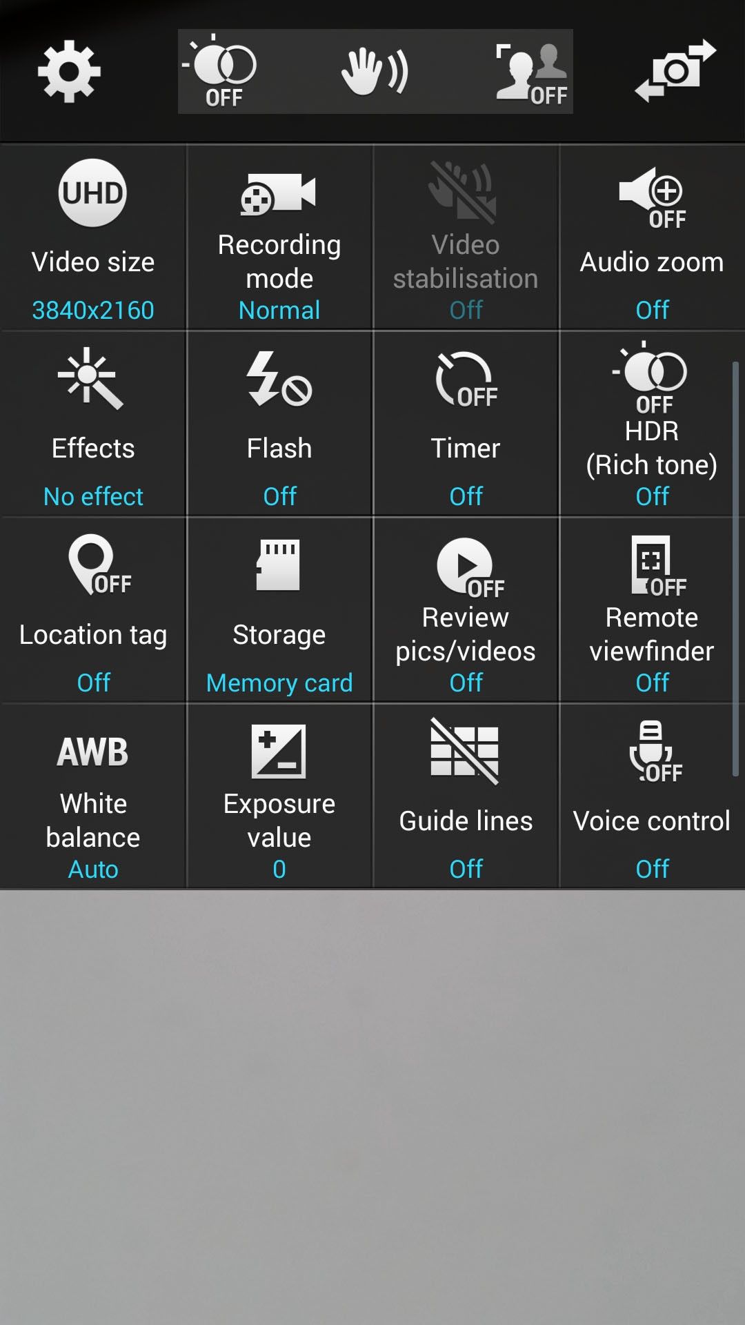 Samsung Galaxy S5 camera settings