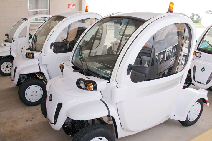 A look at NASA&#039;s low speed electric vehicles, or LSEV, used at the space agency&#039;s Kennedy Space Center in Florida 