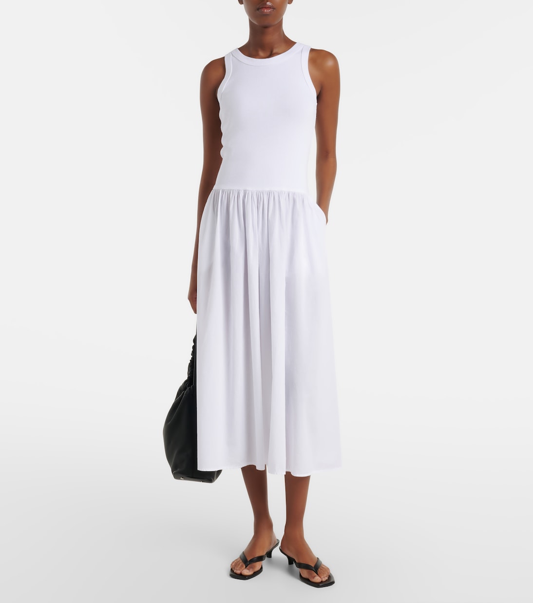 Amelia Cotton-Blend Midi Dress in White - Velvet