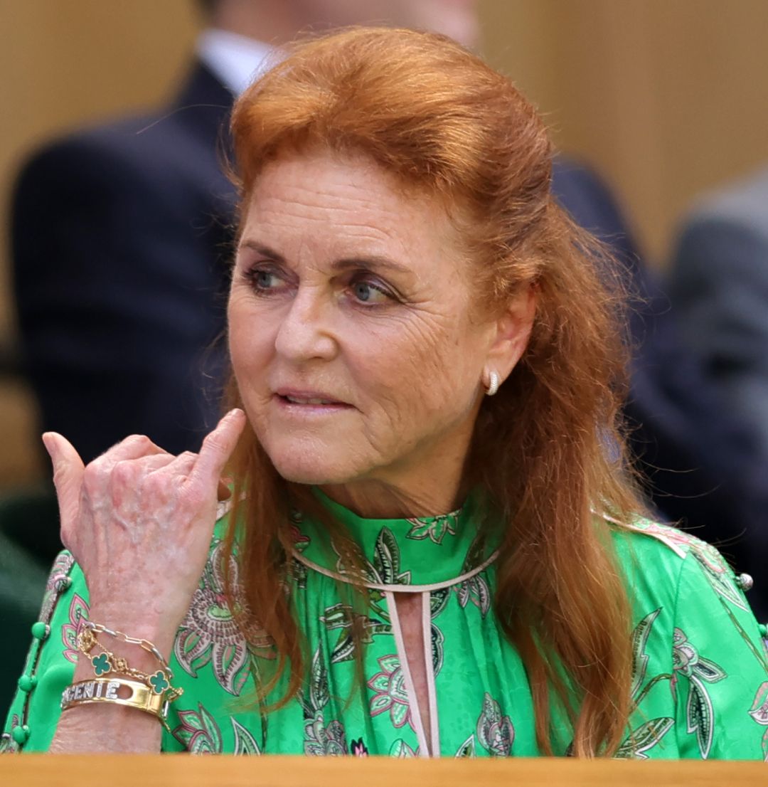 Sarah Ferguson wearing a green dress at Wimbledon