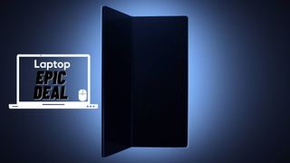 The next Samsung Galaxy foldable against a blue gradient background.