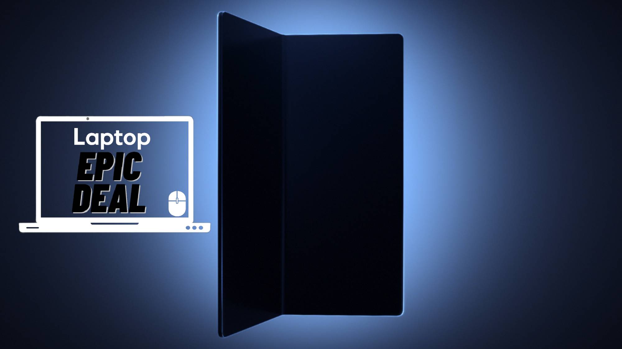 The next Samsung Galaxy foldable against a blue gradient background.