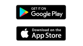 Google Play and AppStore logos on white background