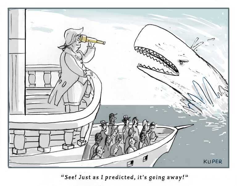 Political Cartoon U.S. Trump moby dick coronavirus