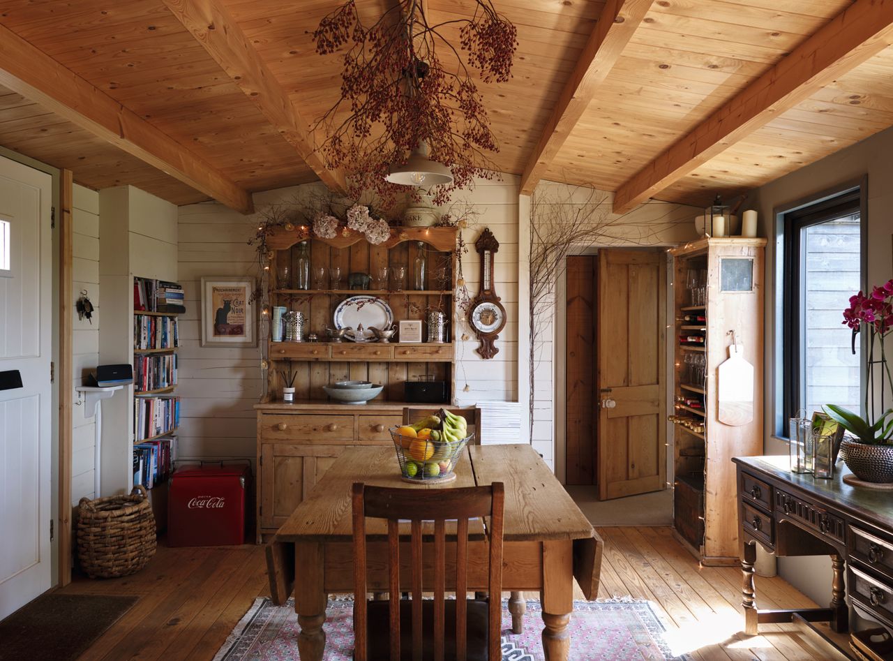 kitchen in log cabin style self build homes