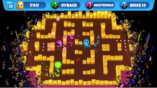 best Apple Arcade games: several players as different-coloured Pac-Man in a Pac-Man maze