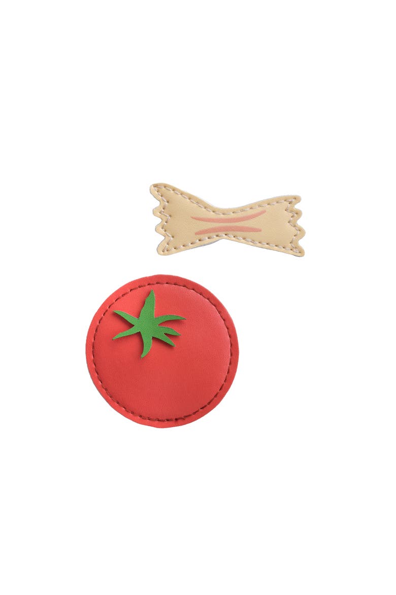 Pasta and Tomato Vegan Leather Hair Clip Set