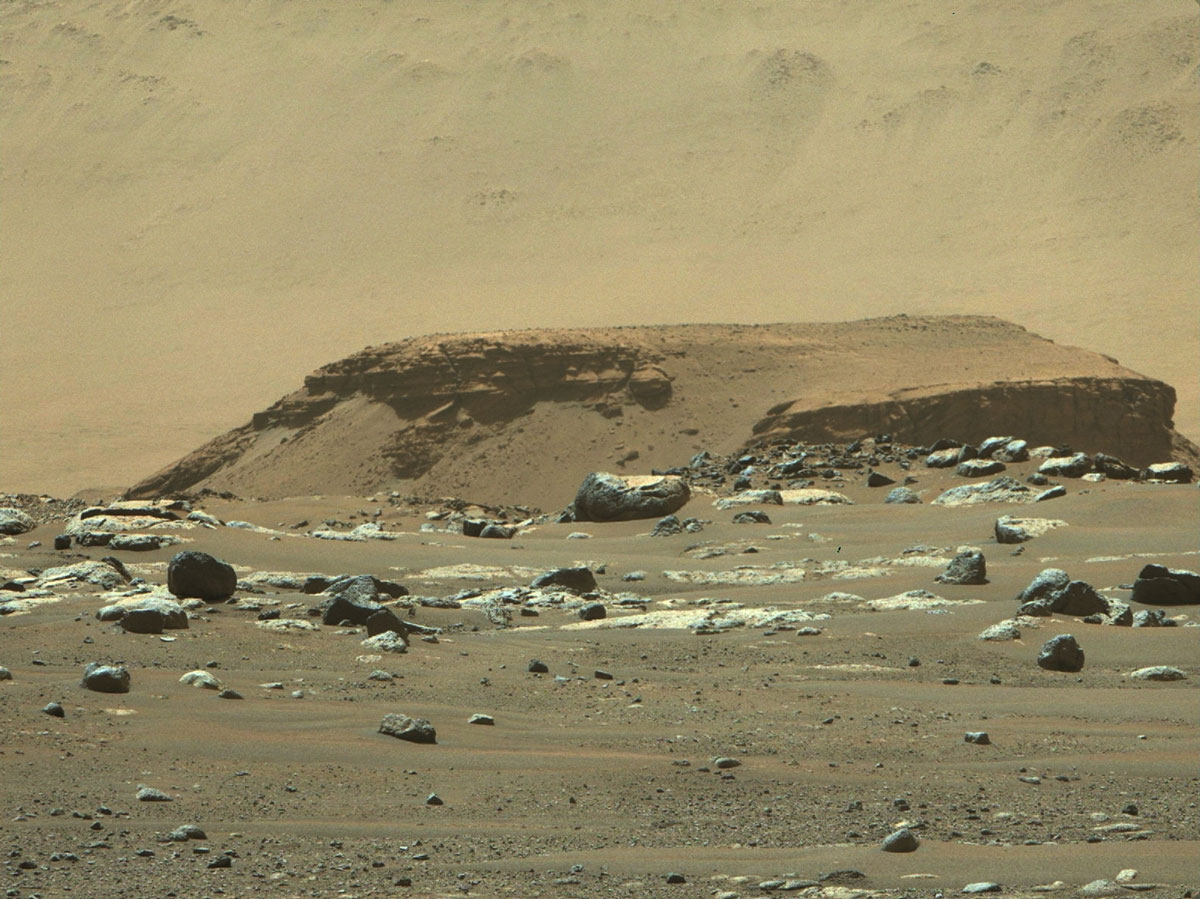 Een deel van het oppervlak van Mars is bedekt met rotsen