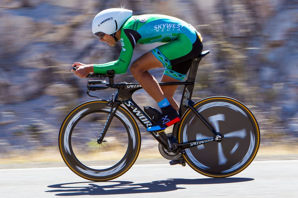 Christopher Blevins (Hagens Berman Axeon) rides in the sprint jersey during stage 3 of the Tour of The Gila