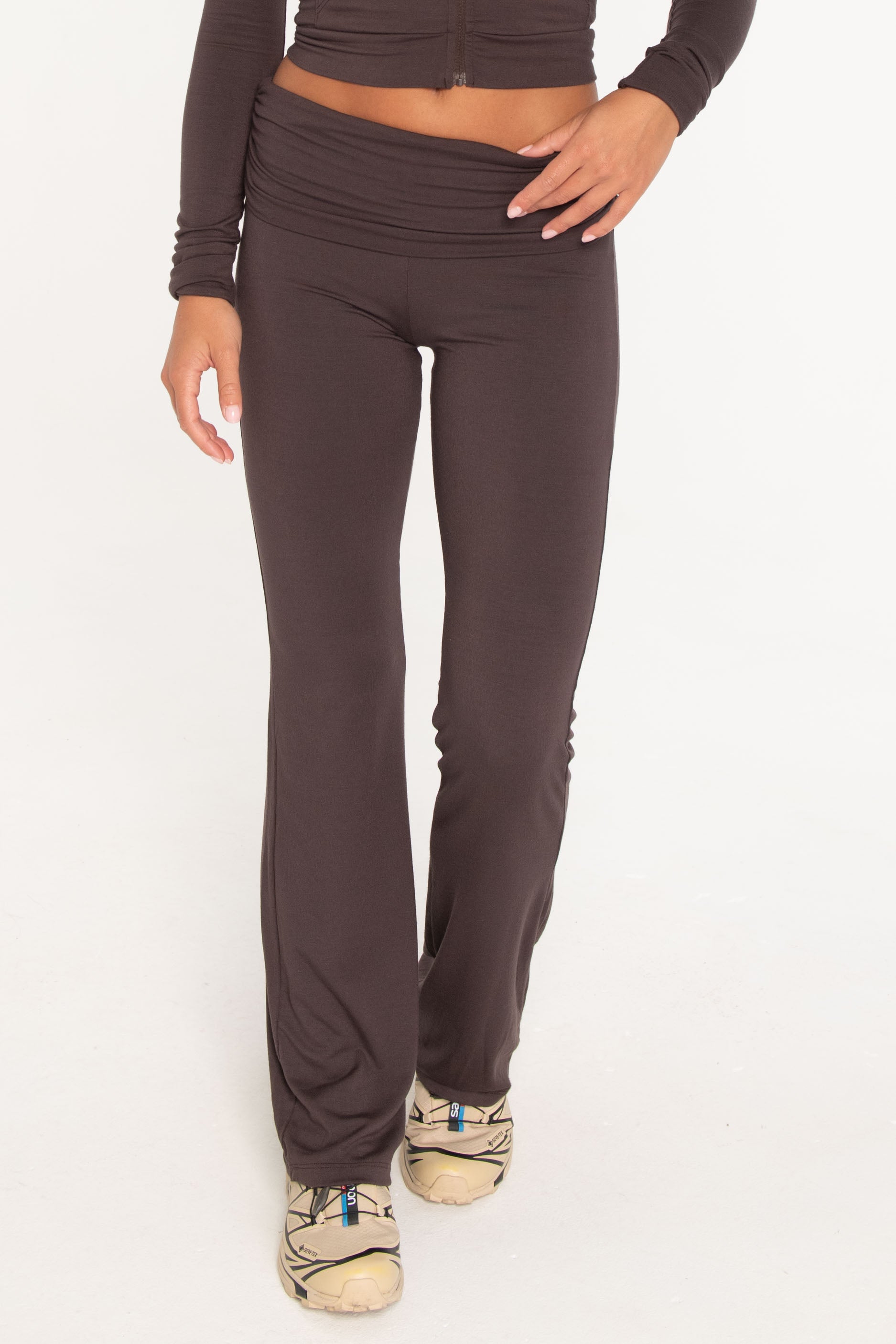 Fold Over Pants - Espresso - Regular / Xs