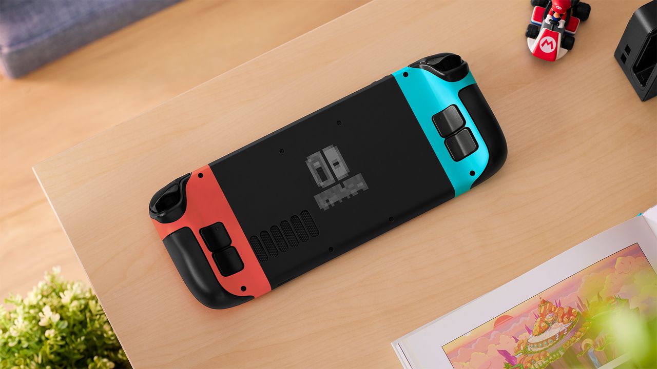 Steam Deck customized with dbrand's SwitchDeck skin.