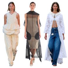 A collage featuring three models from Copenhagen Fashion Week Spring/Summer 2027.