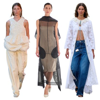 A collage featuring three models from Copenhagen Fashion Week Spring/Summer 2027.