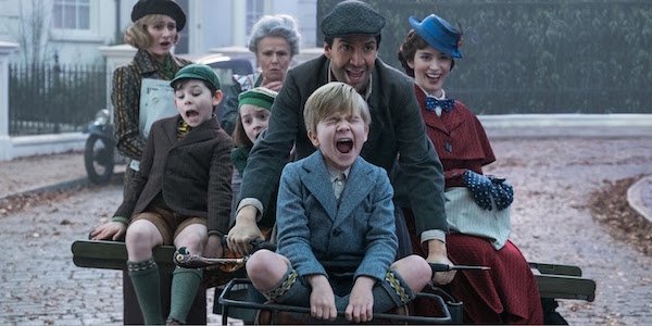 Mary and the Banks kids riding on Jack&#039;s bike