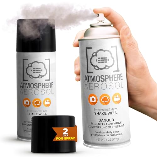 2 Pack Atmosphere Aerosol Haze/fog Spray for Photography - Safe &amp;amp; Portable Mini Fog Machine Alternative - Smoke and Light Ray Effects Maker for Indoor and Outdoor, No Battery - Made in the Usa