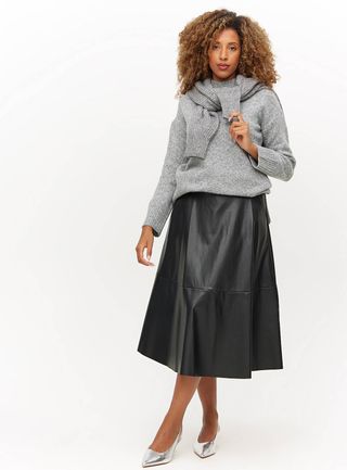 Tu Clothing Faux Leather Midi Skirt