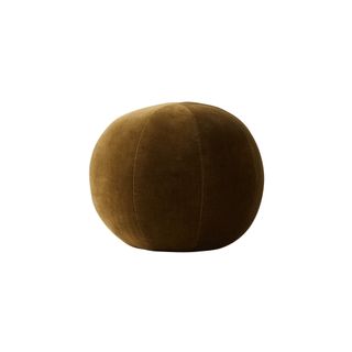 circular pillow in olive green velvet