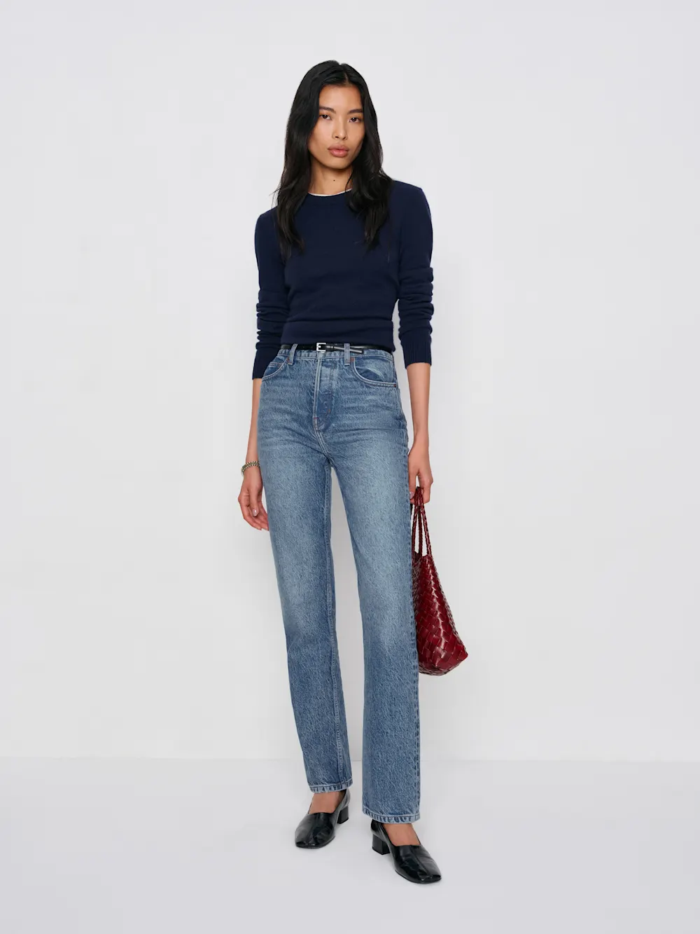 Cynthia High Rise Straight Long Jeans