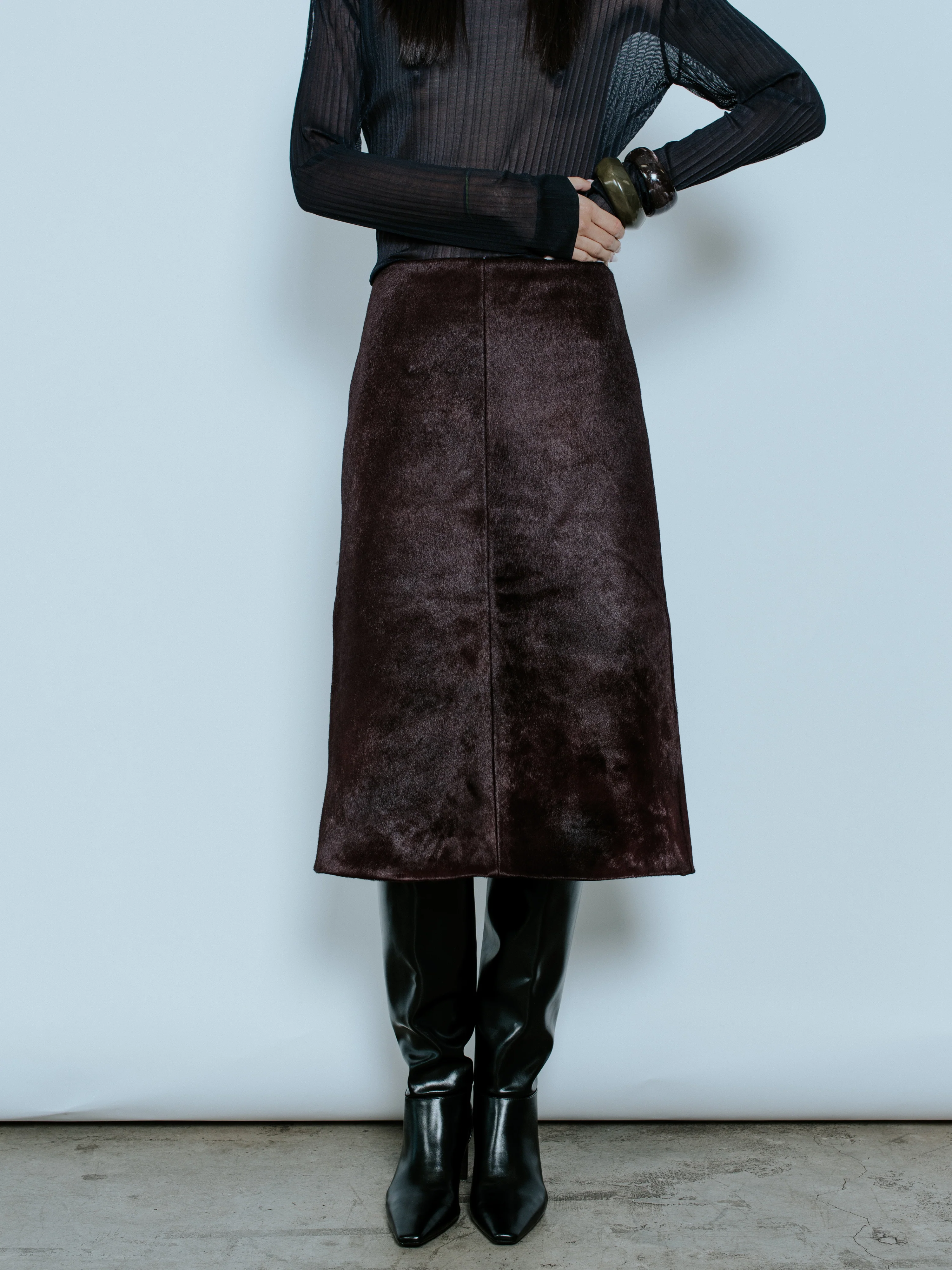 Fawn Printed Crepe Midi Skirt Exclusive