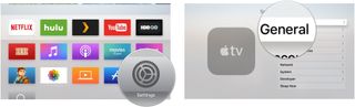 Opening the Settings app in Apple TV