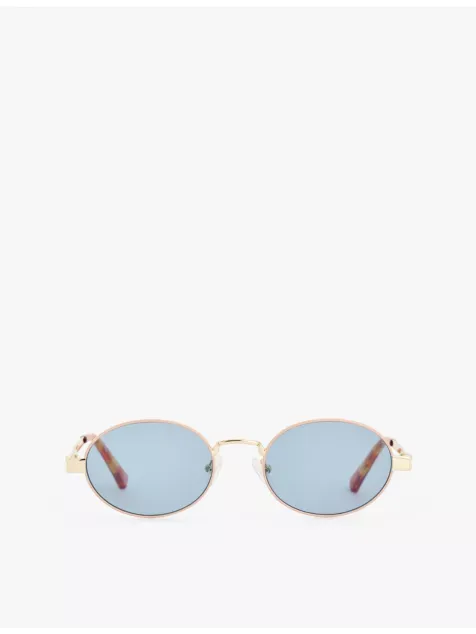 Poseidon Deux Oval-Frame Metal Sunglasses