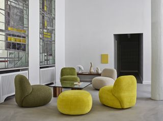 colourful ‘Havana’ lounge chairs in showroom