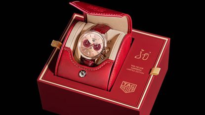 TAG Heuer Carrera Chronograph Year of the Dragon in a red display box