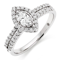 Beaverbrooks 18ct White Gold Diamond Marquise Cut Halo Ring: £2150