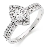 Beaverbrooks 18ct White Gold Diamond Marquise Cut Halo Ring: £2150, £1071 (save £1079)&nbsp;