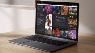 Maxon Redshift and Cinebench optimised for Apple M3 Chips; a laptop on a wooden table running 3D apps